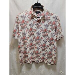 Daniel Cremieux Mens XL Cream Top Polo Floral Botanical Unisex Coquette Bloom